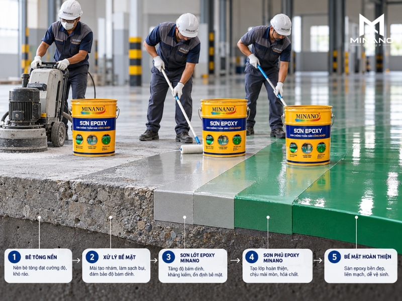 Cấu tạo một hệ Sơn Epoxy cho nền bê tông